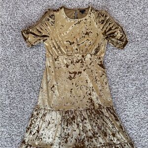 Who What Wear Gold Velvet Midi Dress